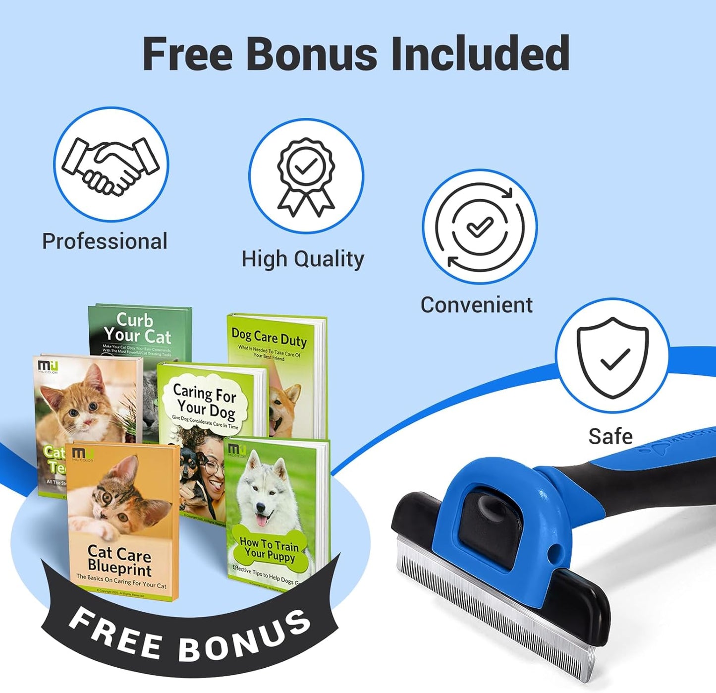 MIU COLOR Pet Grooming Brush, Deshedding Tool for Dogs & Cats, Effectively Reduces Shedding by up to 95% for Short Medium and Long Pet Hair