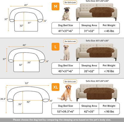 Calming Dog Bed Fluffy Plush Dog Mat for Furniture Protector with Removable Washable Cover for Large Medium Small Dogs and Cats (Large, Light Grey)