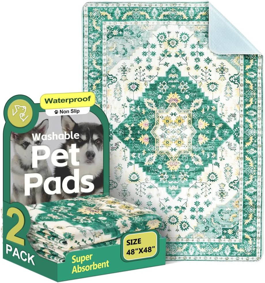 Washable Pee Pads for Dogs, 2 Pack Reusable Puppy Training Pads 40"x26" Super Absorbent Waterproof Dog Training Pads, Non-Slip Potty Pads, Whelping Pads Litter Mat