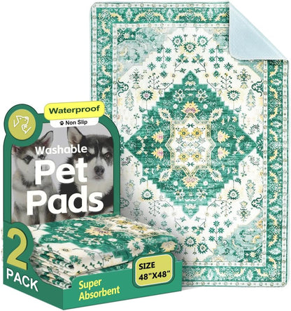 Washable Pee Pads for Dogs, 2 Pack Reusable Puppy Training Pads 40"x26" Super Absorbent Waterproof Dog Training Pads, Non-Slip Potty Pads, Whelping Pads Litter Mat