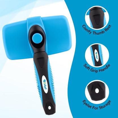 BOSHEL Slicker Brush for Dogs, Cats & Pets - Self Cleaning Grooming Brush for Long & Short Hair, Doodles, Poodles, Large & Small Breeds