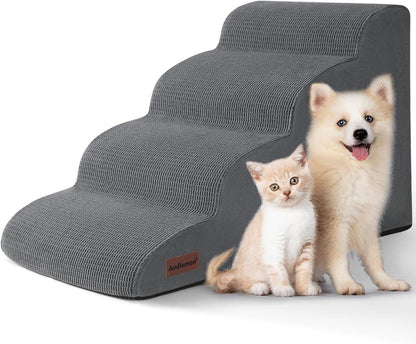 Aodisman 3-Step Dog Ramp and Stairs for Sofa and Chair - Non-Slip Sturdy Pet Steps for Small Dogs and Cats,15.7" H,Grey