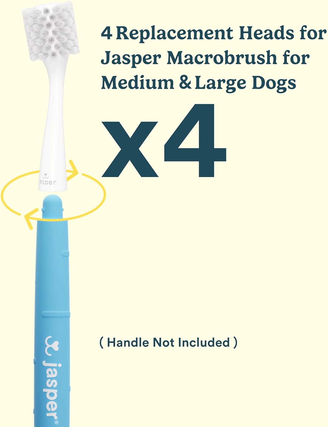 Jasper Macrobrush 360º, Dog Toothbrush for Medium to Large Dogs, Soft-Bristled Dog Tooth Brushing Kit - Premium Non-Slip Handle with 2 Replaceable Tooth Brush Heads, Use with Pet Toothpaste