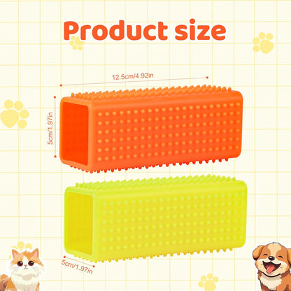 PEUTIER 2pcs Silicone Pet Hair Brushes, Convenient Block Roller Cleaner Reusable Pet Hair Carpet Brush Portable Carpet Cleaner Roller for Furnishings Sofa Carpets Couch Bedding (Yellow & Orange)