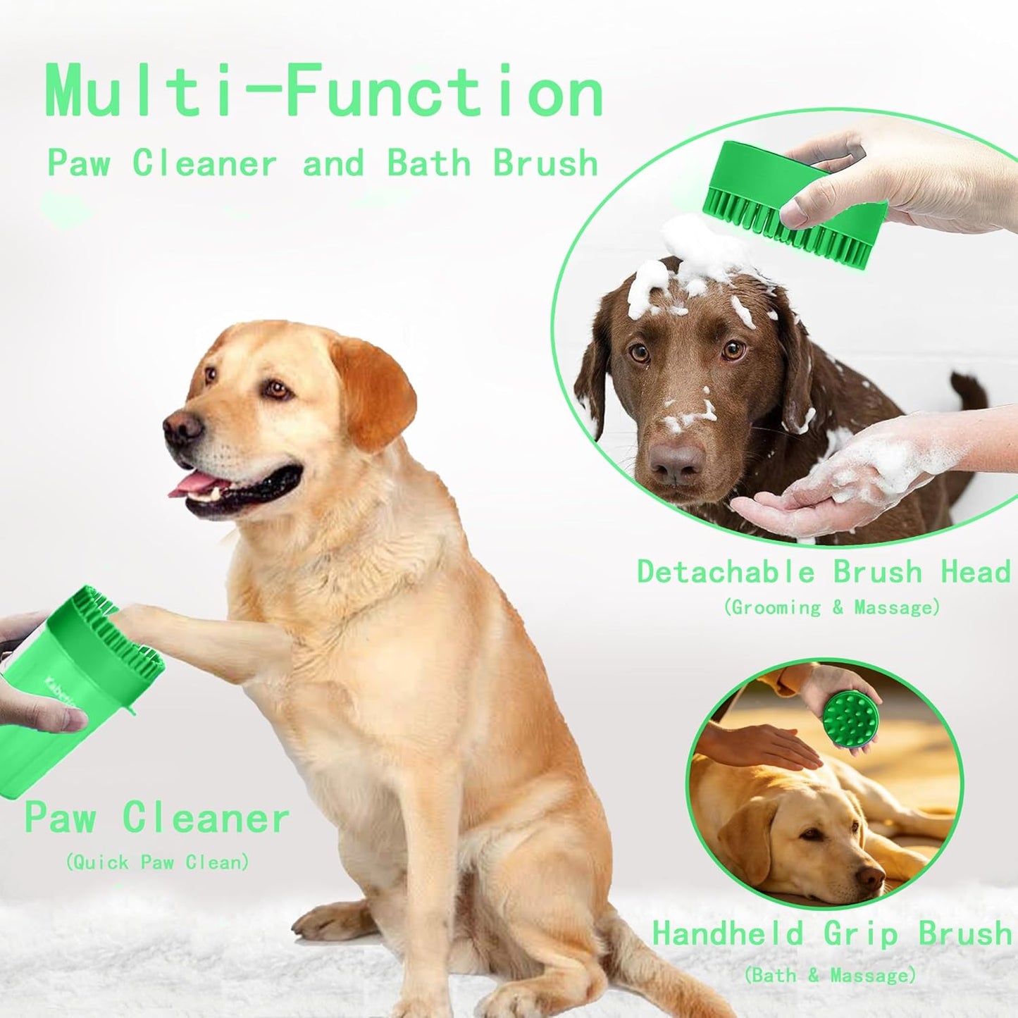 Dog Paw Cleaner Kit for L/XL Dogs - Quick Clean No Full Bath, 2-in-1 Paw Wash Cup with Detachable Silicone Brush Head, Includes Bath Brush & 3 Absorbent Towels, Blue