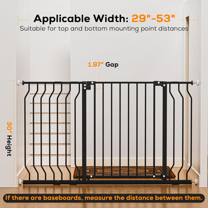 29-43" Baby Gate for Stairs, Baby Safety Essentials, Auto Close Gate for Doorways, Easy Install Pressure Mounted Dog Gate Indoor, Pet Gates for Dogs, White