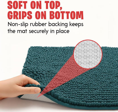 MudGuard Mat™ Dog Door Mat for Muddy Paws, Super Absorbent Microfiber, Non-Slip Indoor Mat, Quick Dry Chenille Mud Mat for Dogs & Entryway, Washable, Grey 19" x 30"
