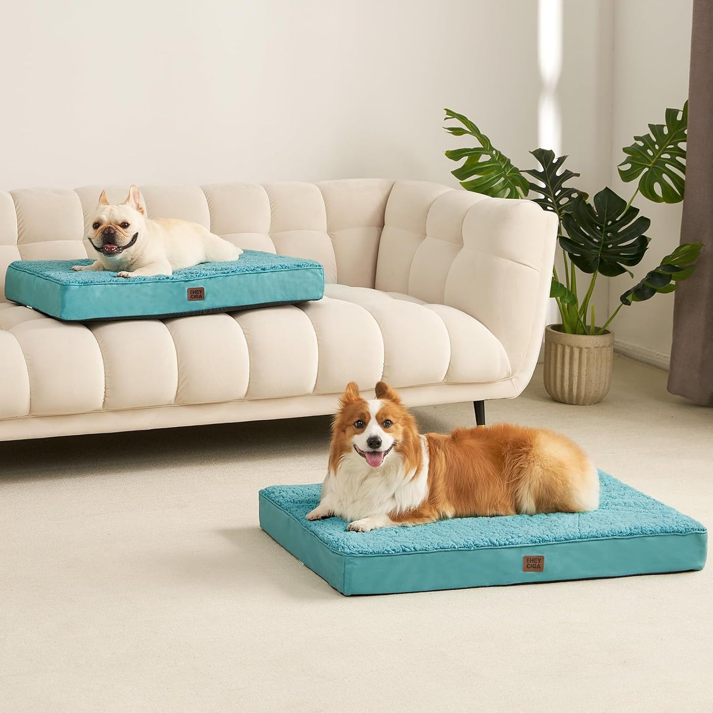 EHEYCIGA Orthopedic XL Dog Beds for Extra Large Dogs with Removable Washable Cover for Crate, Grey, 41x27