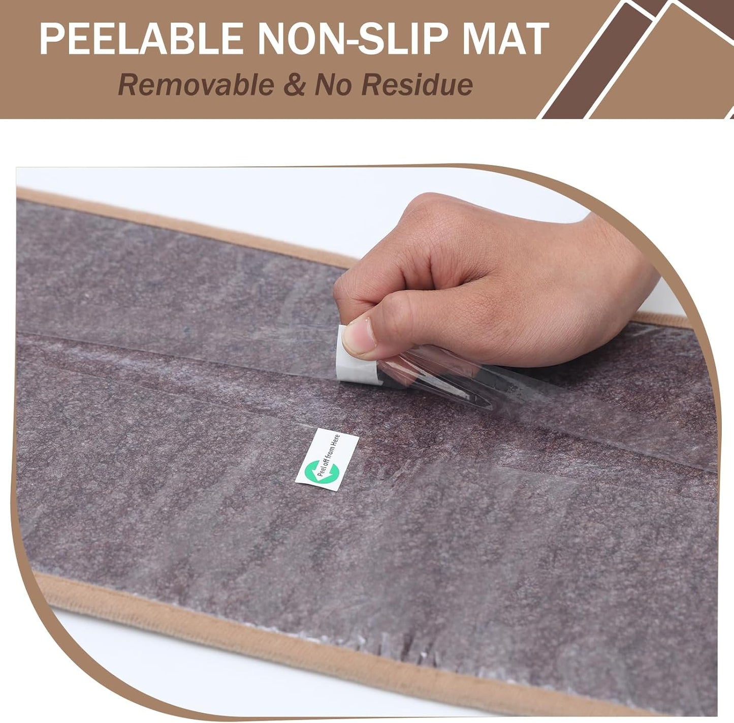 Natural Linen Non Slip Stair Treads, 15 Pack 8" X 30" Carpet Stair Treads with Reusable TPE Adhesive Backing, Non Slip Stair Runner Indoor for Kids Elders and Pets, Machine Washable, Brown Weave