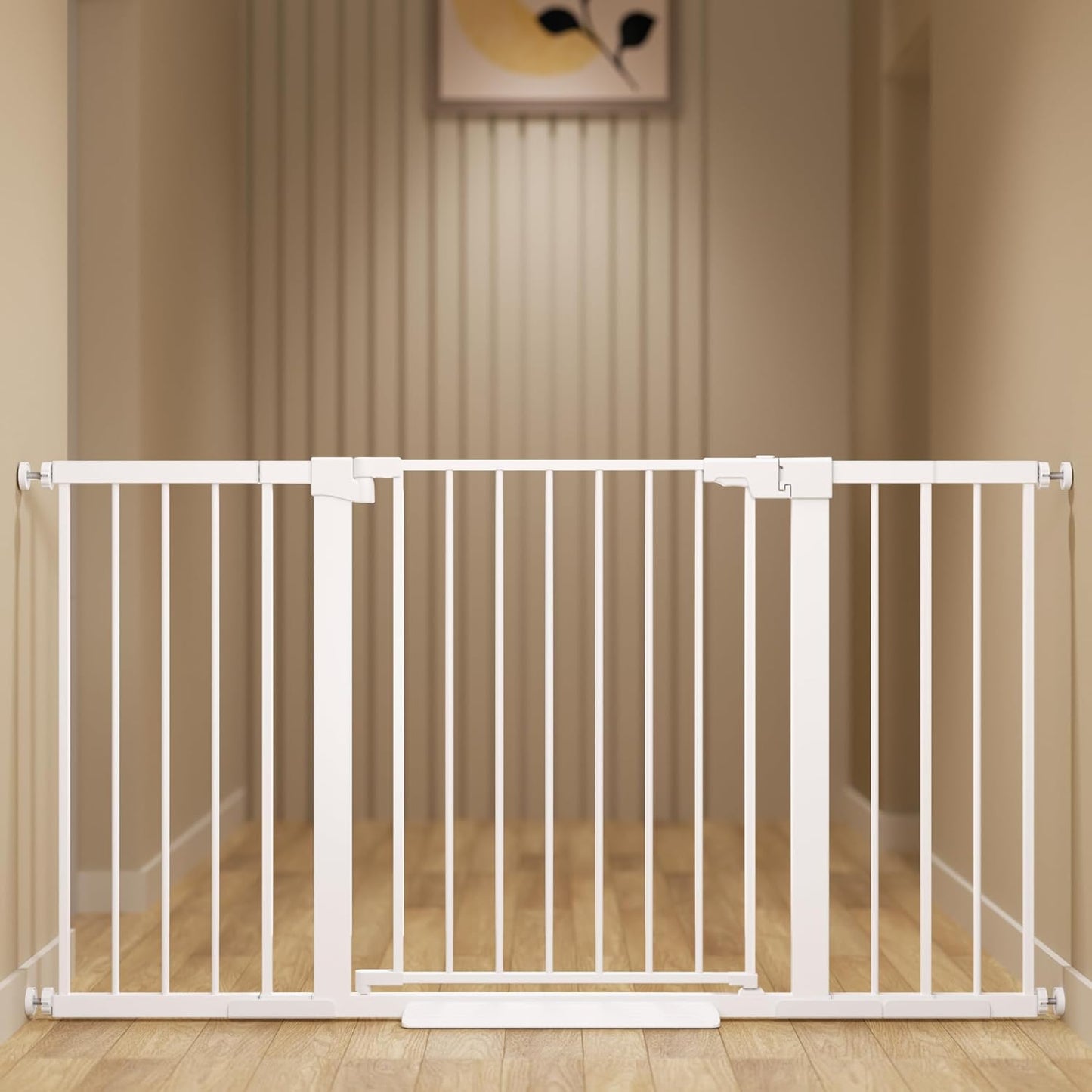 29-42 inches Metal Baby Gate for Stairs/Doorways, 30 inches Tall Pressure Mounted Pet Gates, Auto-Close Child Safety Gate, No Drilling Easy Walk-Through Dog Gate Indoor, Black