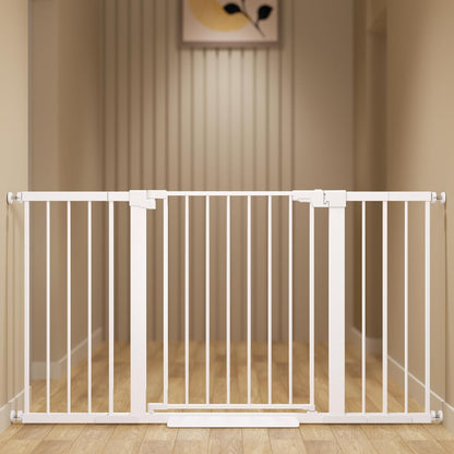 29-42 inches Metal Baby Gate for Stairs/Doorways, 30 inches Tall Pressure Mounted Pet Gates, Auto-Close Child Safety Gate, No Drilling Easy Walk-Through Dog Gate Indoor, Black