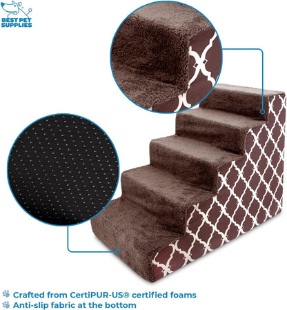 Best Pet Supplies Dog Stairs & Steps - Foam Steps for Small Dogs & Cats, Non-Slip Indoor Balanced Pet Step Support, Dog Ramp, No Assembly, Pale Teal, 3-Step (13.5-inch Height)