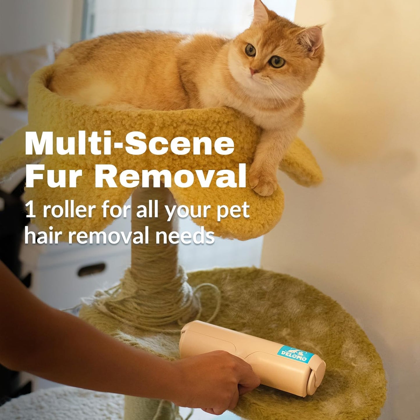 DELOMO Pet Hair Remover Roller: Reusable Lint Roller with Large Fur Bin - Portable Cat and Dog Hair Remover for Couch, Bedding, Car, Rugs & Furniture, Effective and Eco-Friendly, for Multi-Pet Homes