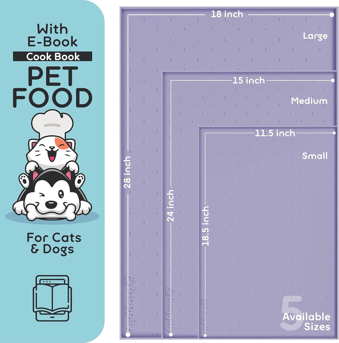 Dog Food Mat - Raised Edges Dogs Mat for Food and Water Prevent Spill, Waterproof Cat Food Mats Protect Floors, Easy Clean Dog Bowl Mats for Food and Water, Silicone Pet Feeding Placemats