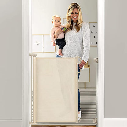 Retractable Baby Gate, Momcozy Extra Wide Mesh Baby Gates for Stairs, 41" Tall, Extends to 71" Wide, Black, Pet Dog Gate for Doorways, Stairs, Hallways, Indoor/Outdoor