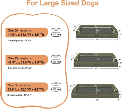 Large Dog Bed Orthopedic Washable: Beds Bolster XL Bed Large Big Dogs Memory Foam Couch Sofa Waterproof with Removable Cover