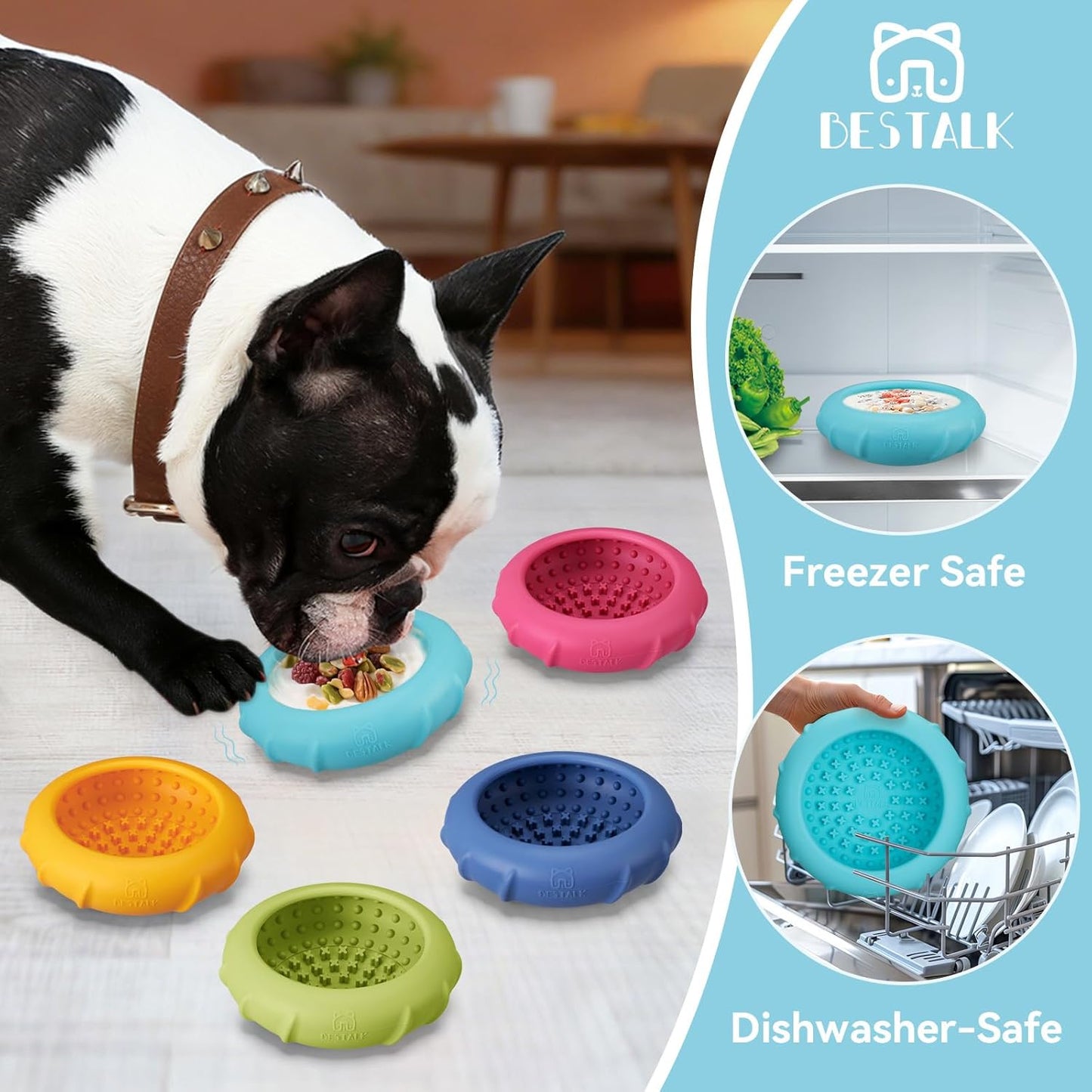 Dog Lick Bowl, Bestalk Wobbly Freeze Bowl Enrichment Feeder for Dogs, Anxiety Relief Lick Mat Puzzle Toy for Distraction, BPA Free Silicone, Dishwasher Safe(Rose,S)