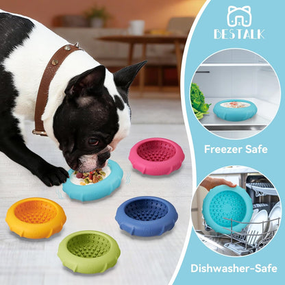 Dog Lick Bowl, Bestalk Wobbly Freeze Bowl Enrichment Feeder for Dogs, Anxiety Relief Lick Mat Puzzle Toy for Distraction, BPA Free Silicone, Dishwasher Safe(Rose,S)