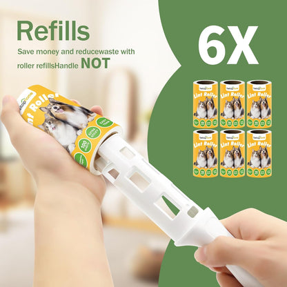 Lint Roller, 800-Sheet Extra Sticky Rollers for Pet Hair, 4 Handles, Value Pack for Dogs, Cats, Clothes, Carpet, Furniture