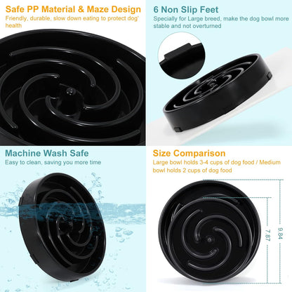 Slow Feeder Maze Puzzle Bowl - Large Dog Non Slip Interactive Food Dishes - Bloat Stop, Choking Prevention - Pink