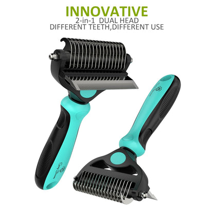 Spring Blossoms-2 in 1 Professional Grooming Rake for Cats & Dogs-Dematting Comb for Easy Mats & Tangles Removing,Pet Brush Safe No More Nasty Shedding and Flying Hair (Orange)