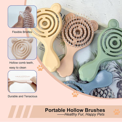 Cat-Ear Design Puppy Brush, Gentle Soft-Bristle Small Dogs Plastic Detangling Grooming Tool, Fit for Yorkie Shih Tzu Maltese Maltipoo (Light Pink)