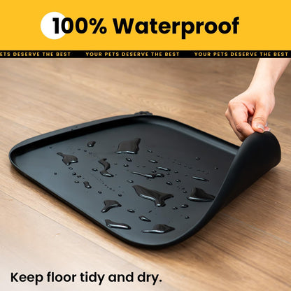 Conlun Dog Food Mat,1/2 Inch Raised Edges Cat Feeding Mat,BPA-Free Silicone Pet Mats for Floor Waterproof,Rubber Placemats for Food and Water Bowls(Natural Tan,18.9"x11.8")