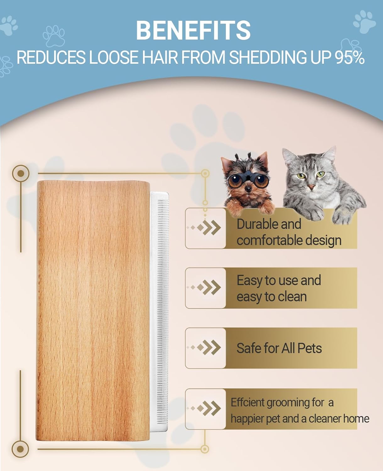 Dog Brush for Shedding | Pet Hair Removal Tool, Cat Grooming Supplies, Deshedding Dog Brush | Combs for cleaning & grooming short and long hair (4.3 Inch (M))
