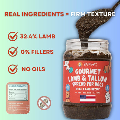Visionary Pet Foods Beef Meat Spread - Healthy Dog Treat - Alternative to Dog Peanut Butter, Xylitol Free, No Sugar and Filler Free - Use on Lick Mat, Food Mixer, Pill Pockets - 12oz Jar