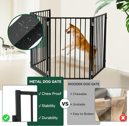 Snagle Paw Full Metal Freestanding Dog Gate,Indoor Dog Gate with Floor Protect Support Feet, 40x24 Inches Foldable Dogs Barrier for Stairs, Hallways and Doorways (24'' H 2 Panel, White