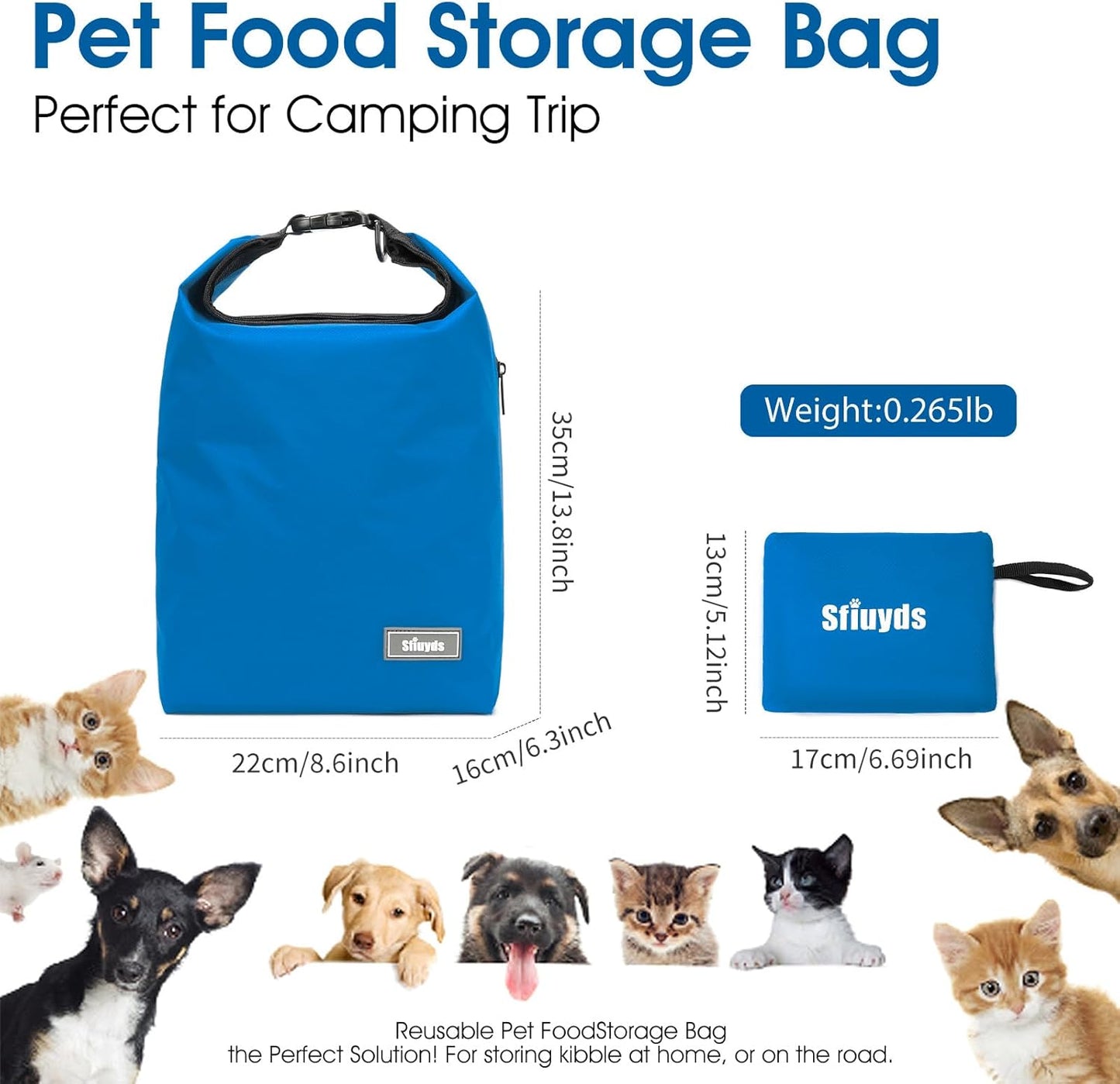 Travel Dog Food Container Pet Food Storage Bag Containers 2PCS Collapsible Travel Dog Bowls Waterproof Camping Storage Essentials Kibble Carrier 20L Easy to Clean (Black, Large)