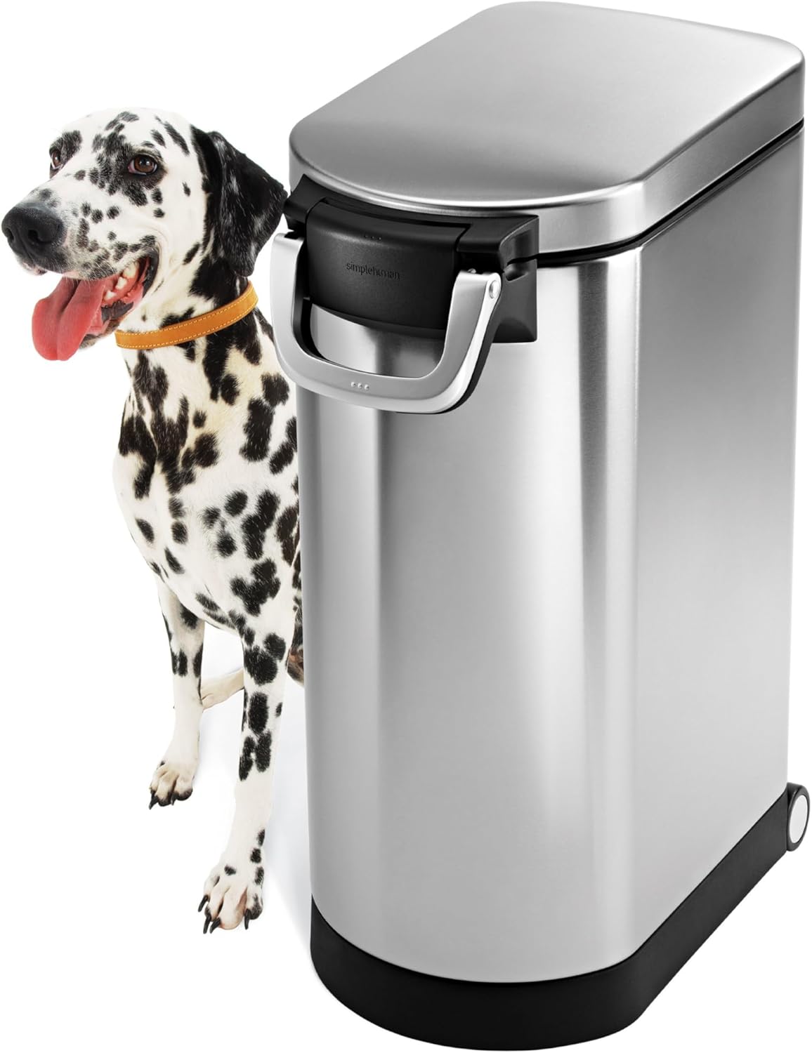 simplehuman Large Pet Food Storage Container, Holds 30-35 lb / 14-16 kg of Dry Dog Food, Cat Food, or Bird Seed, Airtight Lock-Tight Lid with Magnetic Scoop, BPA-Free, Brushed Stainless Steel
