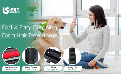 Pet Hair Remover Roller -Reusable, Self Cleaning Lint Roller for Pet Hair Removal on Furniture, Carpets, Clothes & Car Seats-Dog & Cat Hair Remover No Sticky Tapes (White)