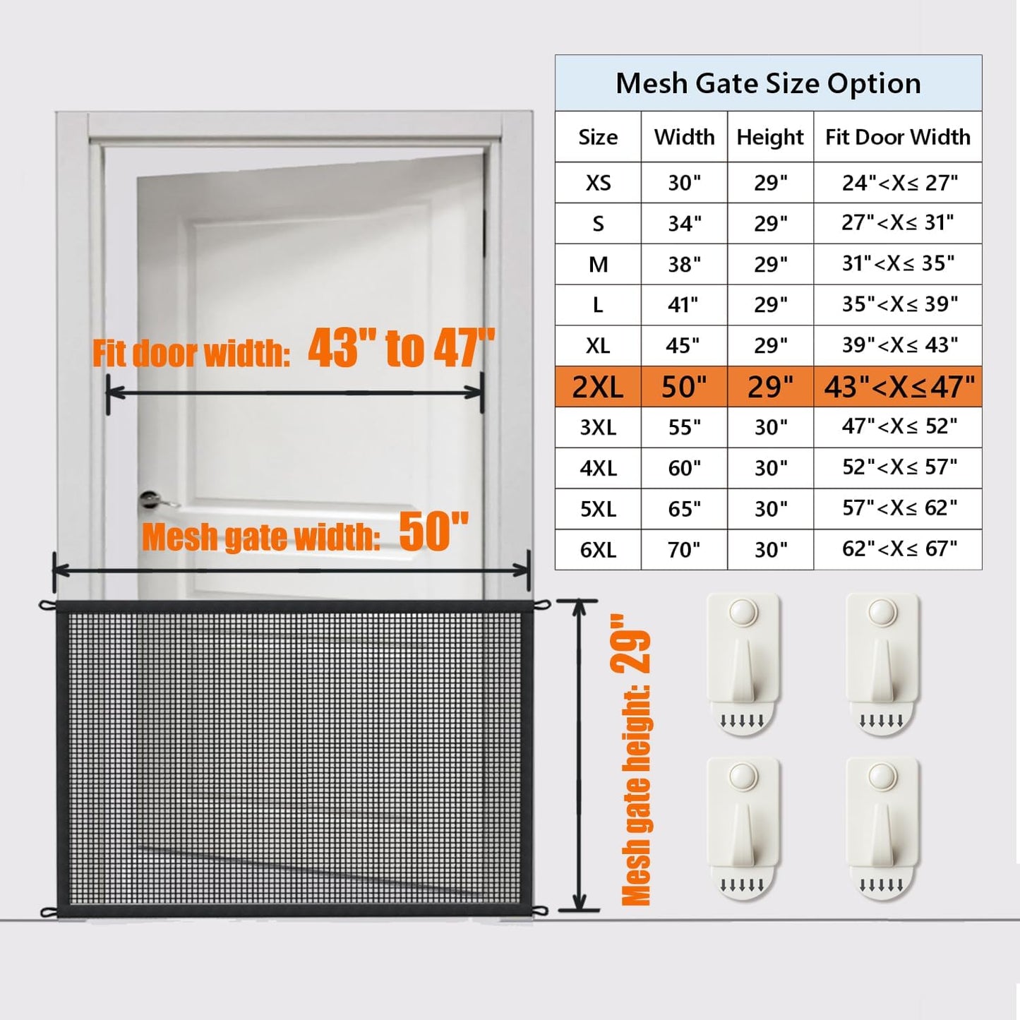 Cupount Dog Screen Mesh Gate for Stairs Pet Gates for The House: for Doorways Stairways Indoor 29 inches Tall, 38 inch Wide, Fits 32-35 inch Openings