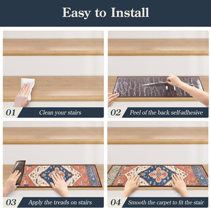 Lahome Stair Treads Non Slip 15 Pack 8" X 30" Stair Treads for Wooden Steps, Washable Self Adhesive Stair Runners Stain Resistant Stair Carpet, Edging Staircase for Kids Elders and Dogs Dorie, Taupe