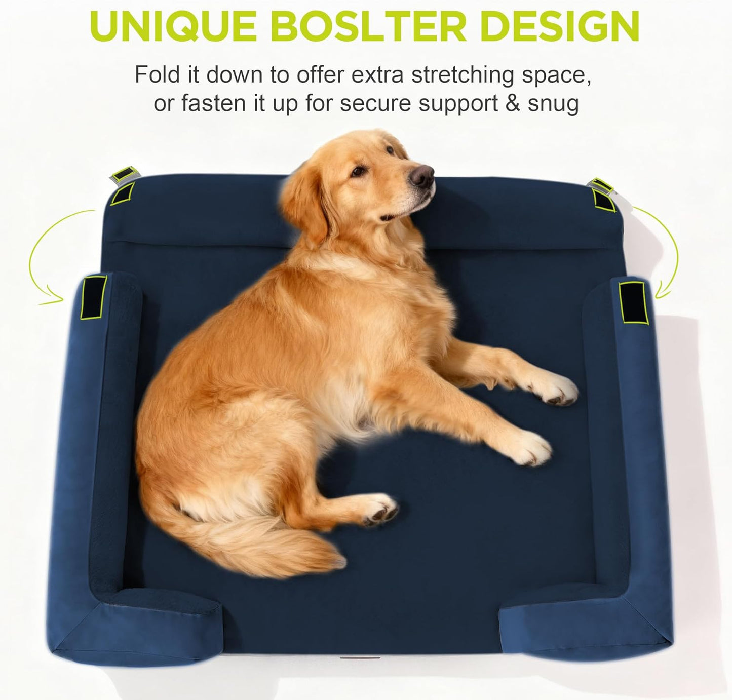 Extra Large Dog Bed, Orthopedic XL Washable Memory Foam Bed for Big Dogs Waterproof Pet Couch Sofa Bolster with Removable Cover, Non-Slip Bottom, Tennis Ball Toy, 42x30