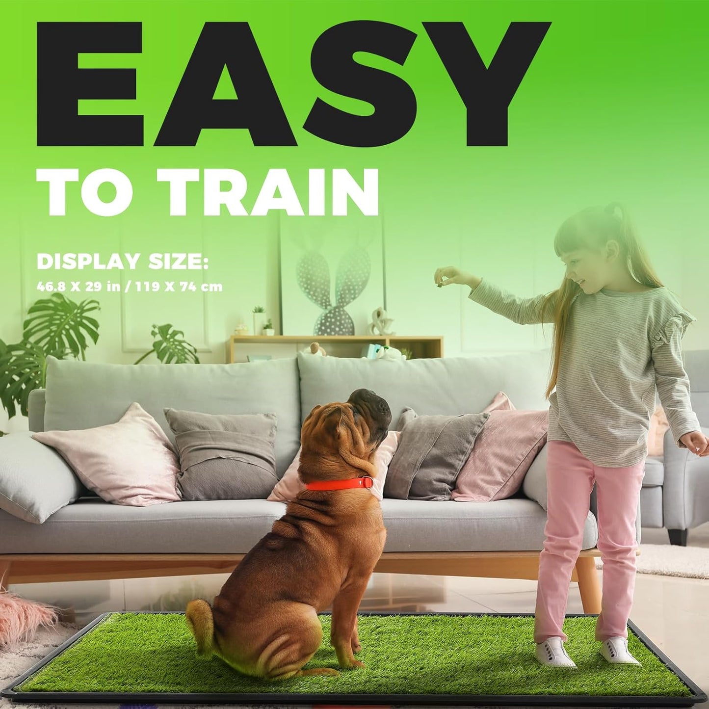 Hompet Dog Grass Pad with Tray Large, 35"x22.5", 2 Reusable Artificial Turf for Dogs Potty, Waterproof Non-Slip Washable Pee Pads, Quickly Absorbency Portable Dog Litter Box for Indoor/Outdoor Use