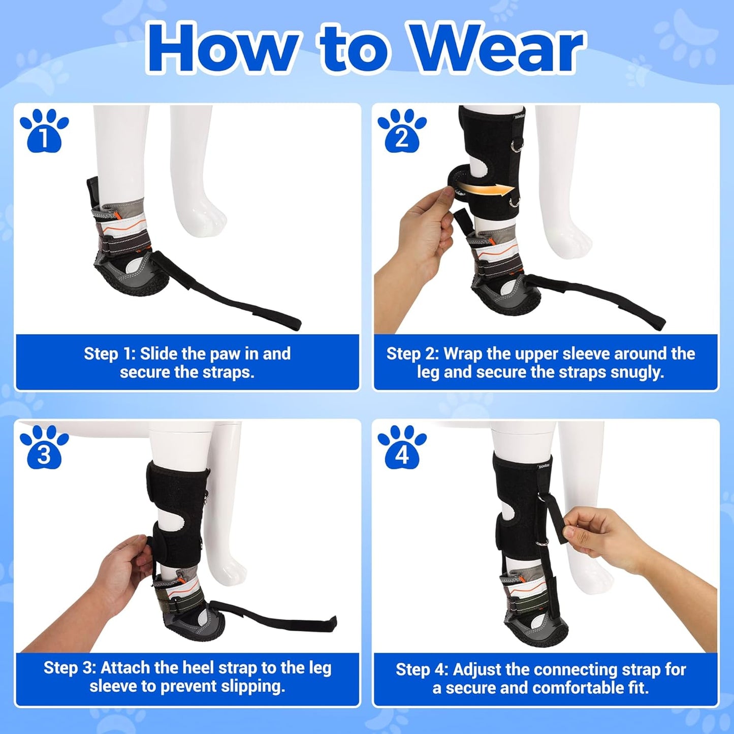 Drop Foot Brace & No Knuckling Boot Brace for Dogs, Adjustable Toe Grips for Senior Dogs Stop Dragging, Dog Recovery Boot for Injured Paw, Dog Splint for IVDD, Arthritis, Senior Mobility(M)