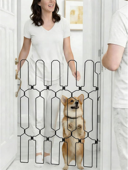 Expandable Pet Gate for Dogs & Cats – Retractable Mesh-Free Safety Barrier, Adjustable Width 2"-35", Portable Foldable Dog Fence for Doorways, Stairs, Hallways, No Drilling, Easy to Install