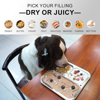 Kactoily Stainless Steel Lick Mat for Dogs and Cats, Large Slow Feeding Licking Pad with 46 Suction Cups, Wall/Floor/Crate Mounting, Peanut Butter Licking Pad for Boredom Reducer and Anxiety Relief