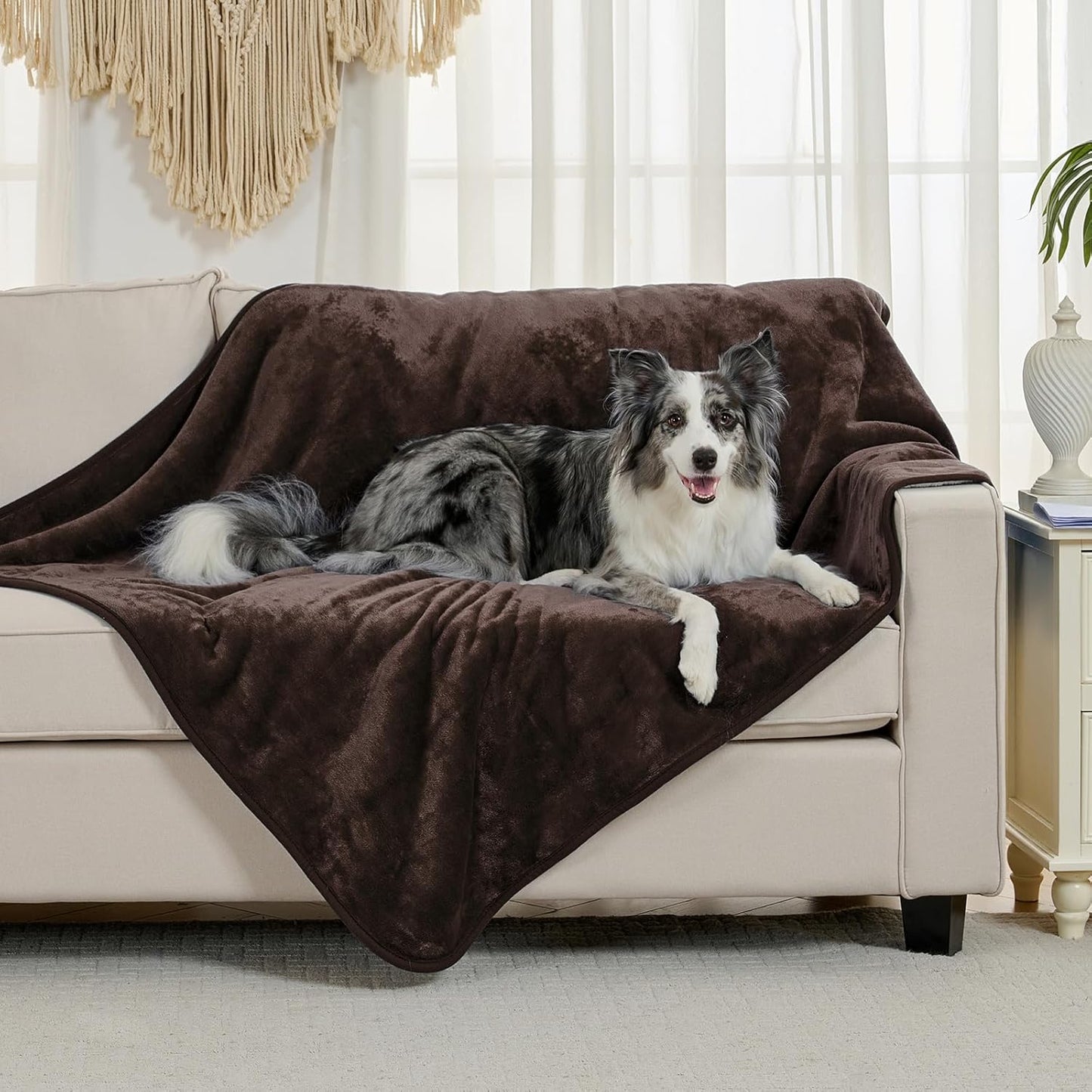 Waterproof Blanket for Bed Couch Sofa, Soft Liquid Pee Proof Pet Blanket for Dog Puppy Cat, Reversible Sherpa Fleece Furniture Protector (Dark Purple, 50x60 inches)
