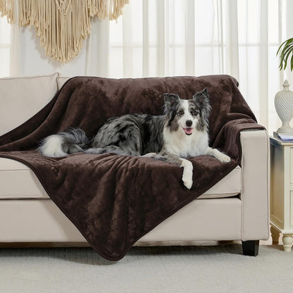 Waterproof Blanket for Bed Couch Sofa, Soft Liquid Pee Proof Pet Blanket for Dog Puppy Cat, Reversible Sherpa Fleece Furniture Protector (Dark Purple, 50x60 inches)