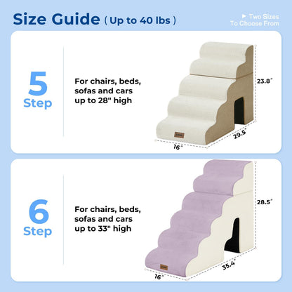 ZOMISIA Dog Ramp for Large Dogs - 24"H 5-Step Pet Stairs for High Beds with Tunnel, 2-in-1 Design with Zippers, Suitable for Indoor Cat Ladders with Non-Slip Bottom, Beige
