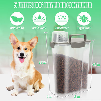 Dog Cat Food Storage Container, Pet Food Container Airtight with Large Spout & Cup, BPA-Free Plastic Food Dispenser for Pet Food, Bird Seed, Rice, Flour - Pink 2.5-5lb (1 pack)