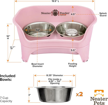 Neater Feeder Express Mess Proof Dog Bowls Elevated for Small Breeds under 15 Lb, Made in USA, No Spill Raised Dog Food Bowl Stand, Stainless Steel Food and Water Bowl Set, Feeding Station, Cappuccino