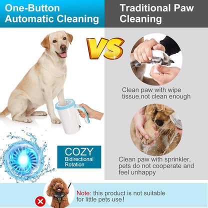 MYPIN Rechargeable Automatic Dog Paw Cleaner, Black - Portable Pet Paw Washer Cup with Soft Silicone Brush, 7.4V High Power, Suitable for Big Dog and Cat Grooming