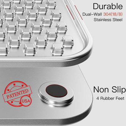Double Wall Stainless Steel Lick Mat for Dogs & Cats - Chew Proof & Whisker Friendly, Non-Slip Base, for Calm Feeding & Anxiety Relief - Dishwasher Safe Slow Feeder Pad [1Pack]