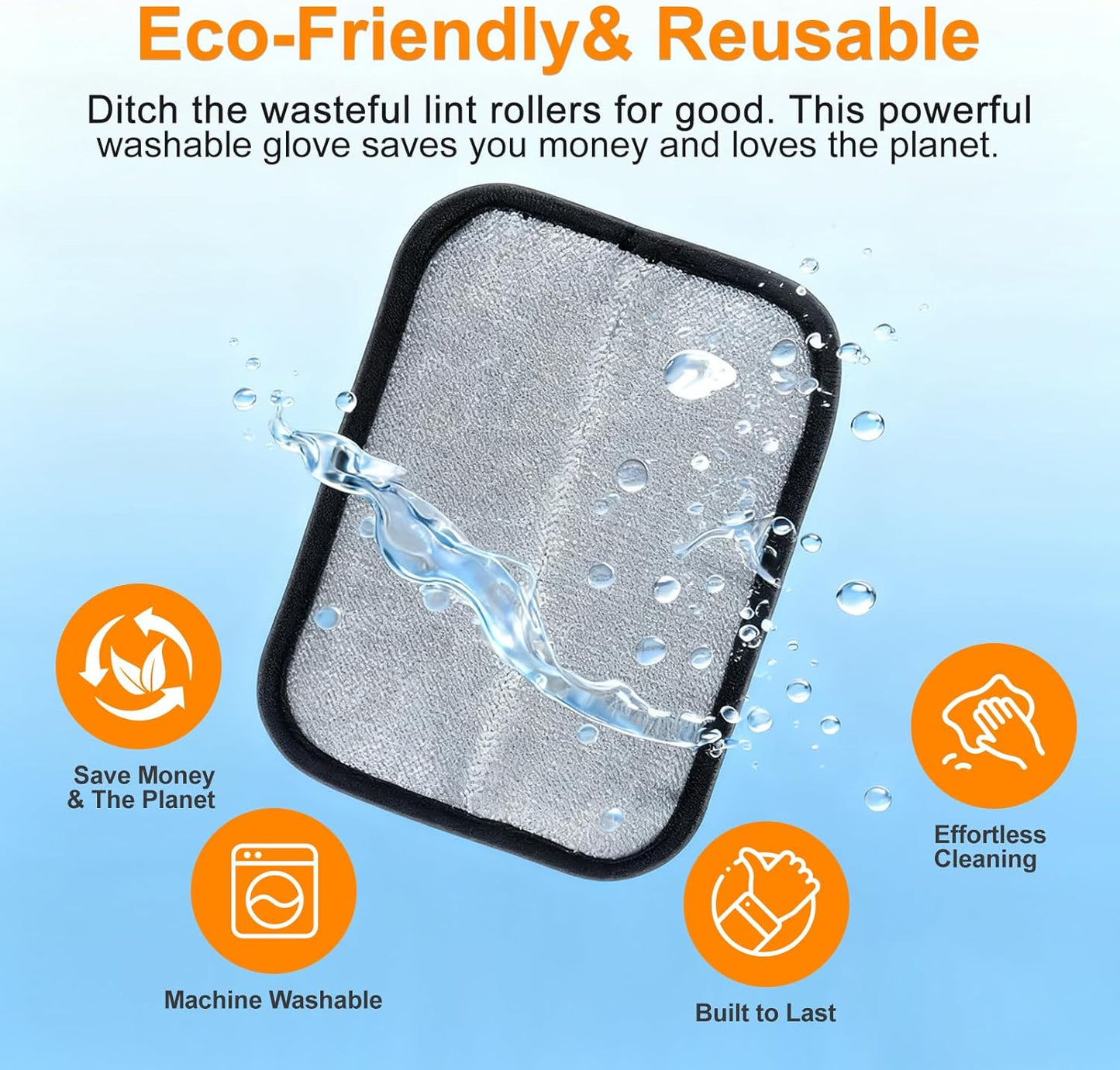 Pet Hair Removal Glove,Reusable Electrostatic Pet Hair Remover Glove,Washable Grooming Tool for Cats, Dogs, Furniture, Car Seats, & Carpets(2 Piece)