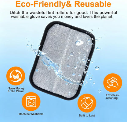 Pet Hair Removal Glove,Reusable Electrostatic Pet Hair Remover Glove,Washable Grooming Tool for Cats, Dogs, Furniture, Car Seats, & Carpets(2 Piece)