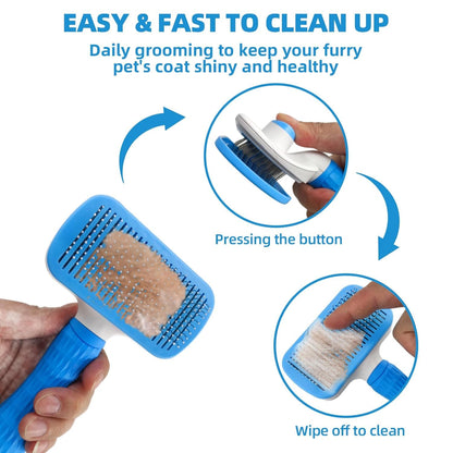 Dog Brush for Shedding,6 PCS in One Pet Slicker Hair Brush Kit Organizer Bag - Dog Cat Grooming Deshedding Undercoat Rake Brush Comb for All Small Large Dogs Cats Grey